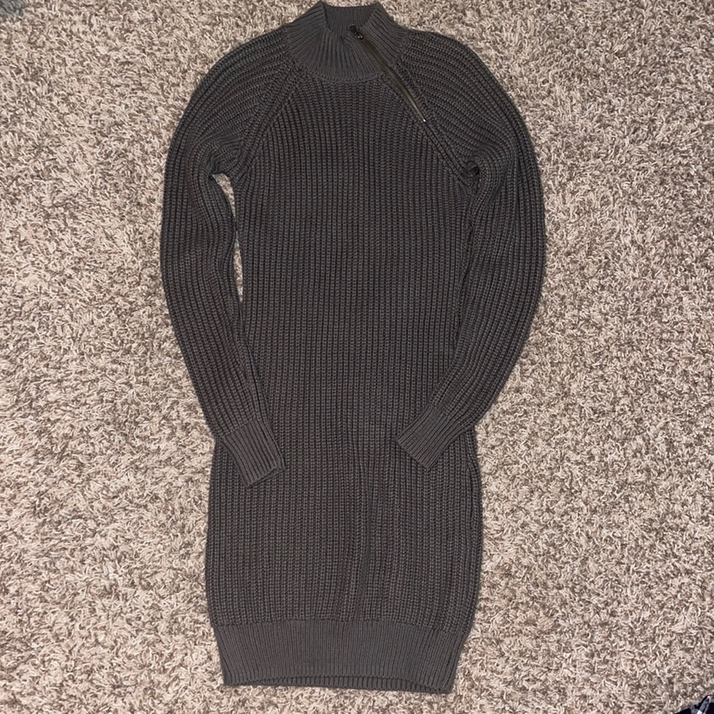 Mock-neck Knit Sweater Dress